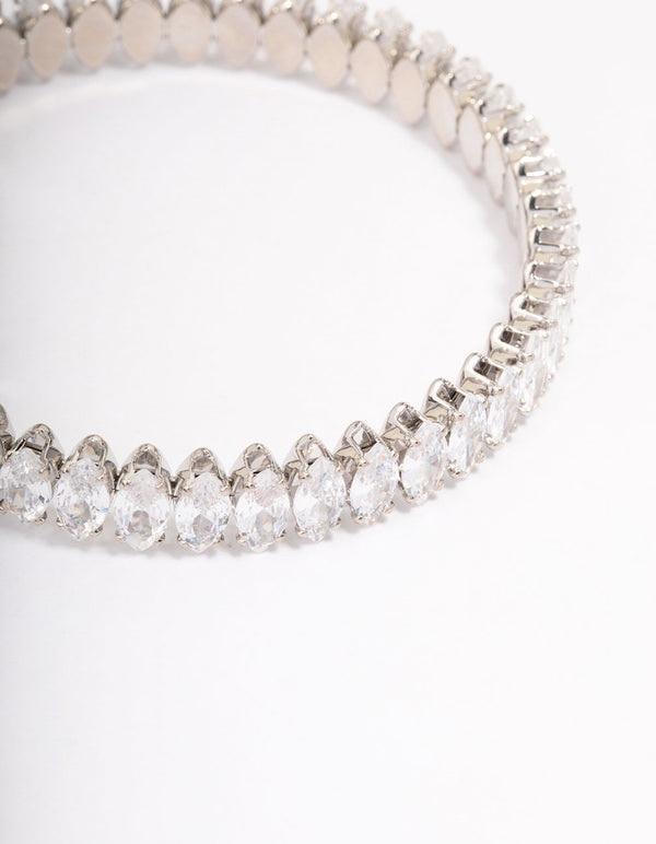 Silver Marquise Luxe Cubic Zirconia Bangle