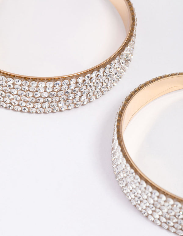 Gold Diamante Large Hoop Statement Earrings