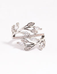 Silver Leafy Vine Cubic Zirconia Ring - link has visual effect only