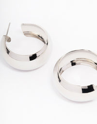 Silver Medium Smooth Hoop Earrings - link has visual effect only
