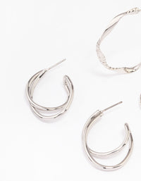 Silver Twisted Hoop Earrings Pack - link has visual effect only