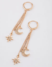 Gold Celestial Cup Chain Drop Earrings - link has visual effect only