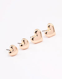 Gold Chunky Heart Stud Earring Pack - link has visual effect only