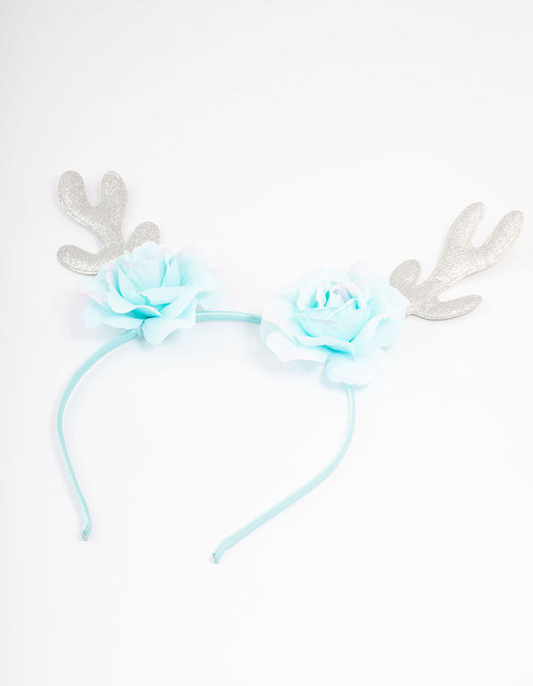 Kids Fabric Christmas Rose Sequin Antler Headband