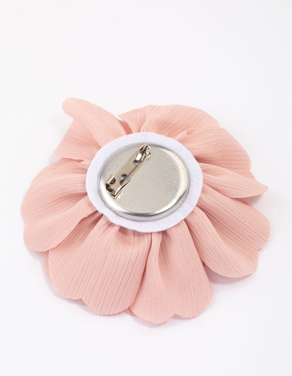 Pink Fabric Ruffle Flower Corsage