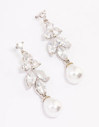Silver Cubic Zirconia Pearl Drop Earrings - link has visual effect only