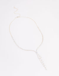 Silver Stone Cubic Zirconia Pendant Station Necklace - link has visual effect only