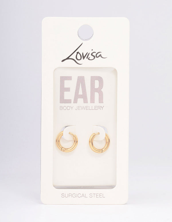 Gold Plated Surgical Steel Chubby Small Huggie Hoop Earrings