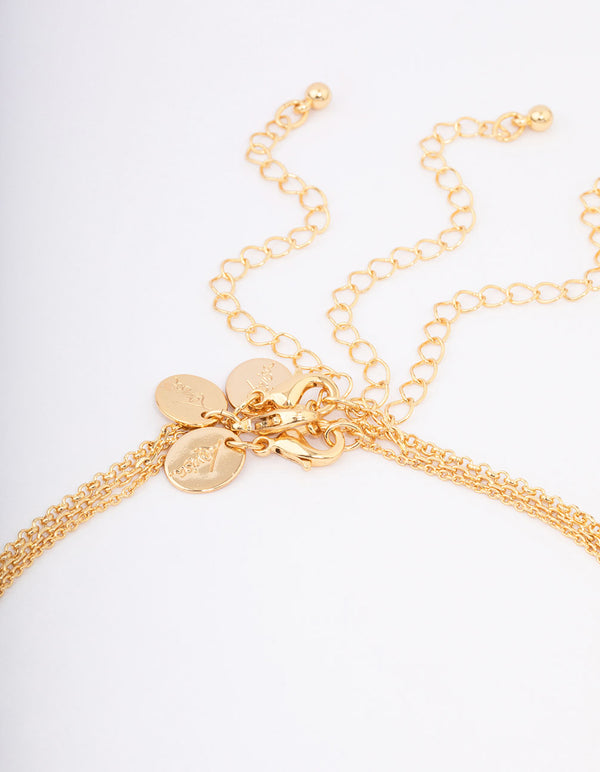 Gold Plated Trio Layered Molten Disc Necklace