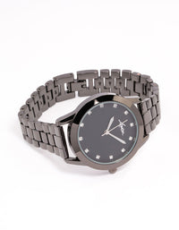 Coated Black Metal Square Crystal Marker Watch - link has visual effect only