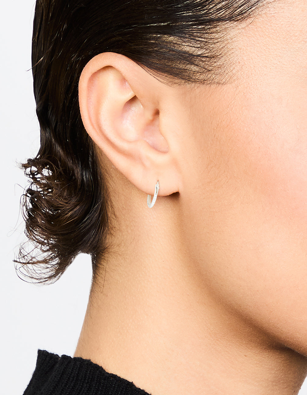 Sterling Silver Diamante Hoop Earrings 12mm