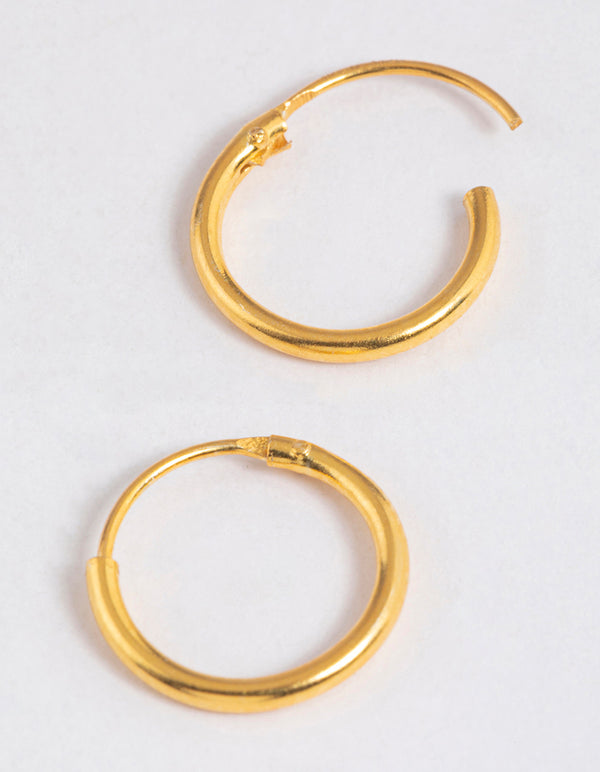 Gold Plated Sterling Silver Hoop Earrings 10mm