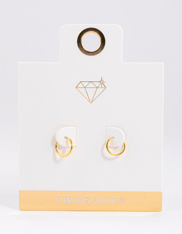 Gold Plated Sterling Silver Hoop Earrings 10mm