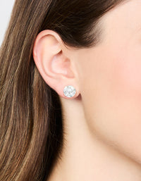 Sterling Silver Double Cubic Zirconia Stud Earrings - link has visual effect only