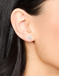 Sterling Silver Cubic Zirconia Simple Stud Earrings - link has visual effect only