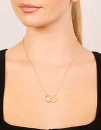 Gold Plated Sterling Silver Paved Link Hoop Necklace - link has visual effect only