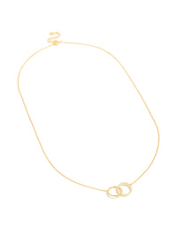 Gold Plated Sterling Silver Paved Link Hoop Necklace - link has visual effect only