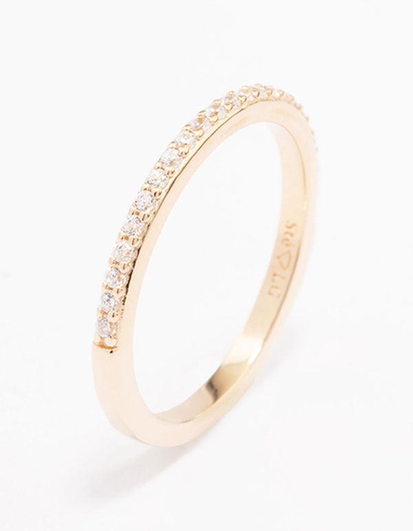 Gold Plated Sterling Silver Cubic Zirconia Pave Ring