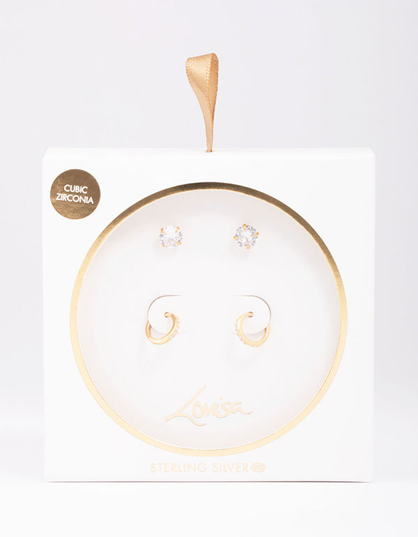 SPGB YG CZ STUD & HUG SET ER