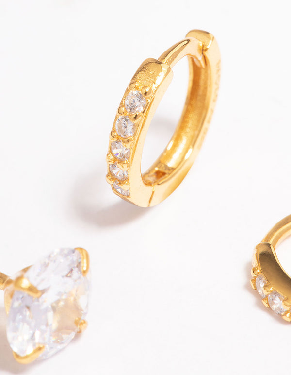 SPGB YG CZ STUD & HUG SET ER