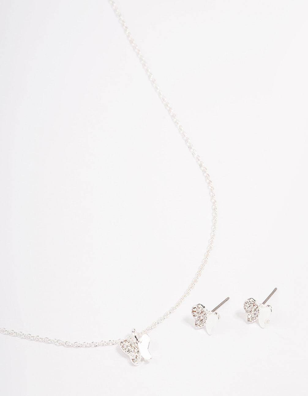 Silver Diamante Butterfly Jewellery Set