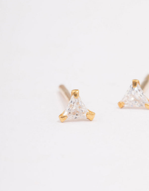 Gold Plated Sterling Silver Baby Triangular Stud Earrings