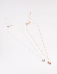 Mixed Metal Mini Butterfly Necklace Pack - link has visual effect only