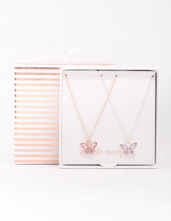 Mixed Metal Mini Butterfly Necklace Pack