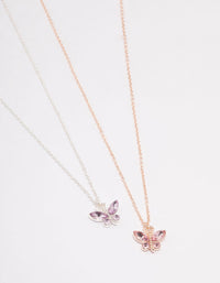 Mixed Metal Mini Butterfly Necklace Pack - link has visual effect only