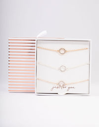 Mixed Metal Diamante Open Circle Bracelet 3-Pack - link has visual effect only