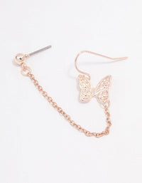 Rose Gold Butterfly Drop Chain Earrings - link has visual effect only