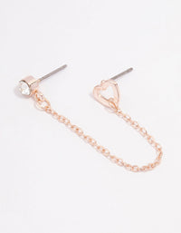 Rose Gold Diamante & Heart Chain Drop Earrings - link has visual effect only
