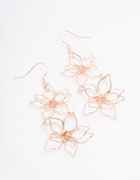Rose Gold Double Wire Flower Drop Earrings - link has visual effect only