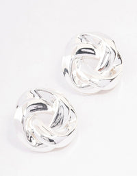 Silver Twisted Rope Circle Stud Earrings - link has visual effect only