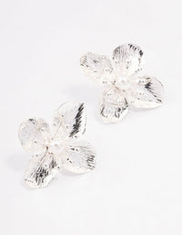 Silver Pearl Large Flower Stud Earrings - link has visual effect only