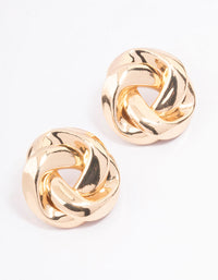 Gold Twisted Rope Circle Stud Earrings - link has visual effect only