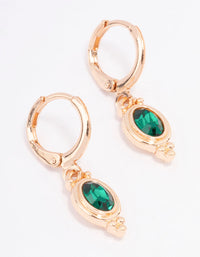 Green Oval Stone Drop Huggie Earrings - link has visual effect only