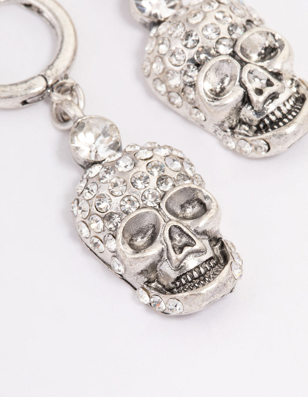 Silver  Mini Skull Drop Earrings