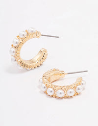 Gold Encased Pearl Hoop Earrings - link has visual effect only