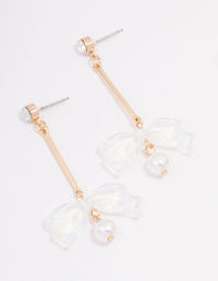 Gold Diamante Acrylic Bow Drop Earrings - link has visual effect only