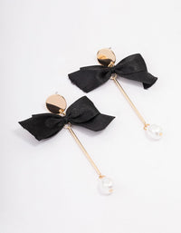Gold Bow & Pearl Bar Drop Earrings - link has visual effect only