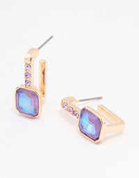 Purple Diamante Hexagon Stone Drop Earrings - link has visual effect only