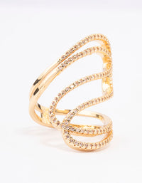 Gold Plated Lovely Ribbon Cubic Zirconia Cocktail Ring - link has visual effect only