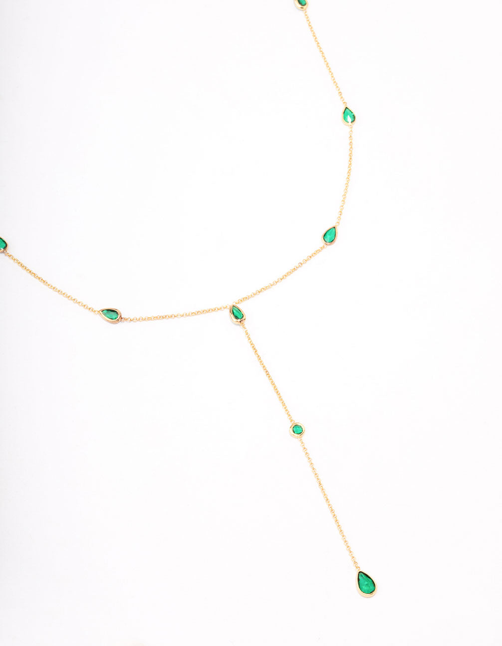 Gold Plated Cubic Zirconia Lariat Y-Shaped Necklace