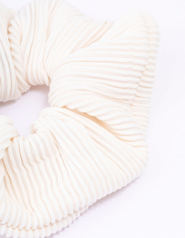 Ivory Ribbed Hair Scrunchie