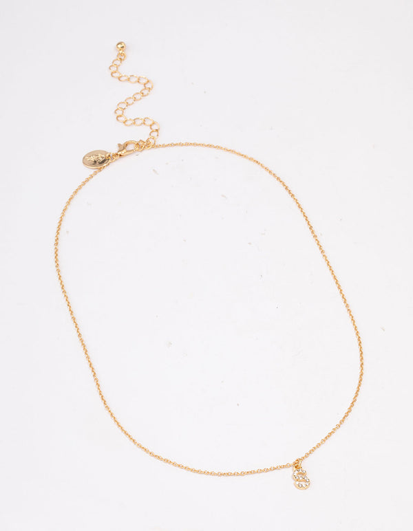 Letter S Gold Plated Initial Pendant Necklace