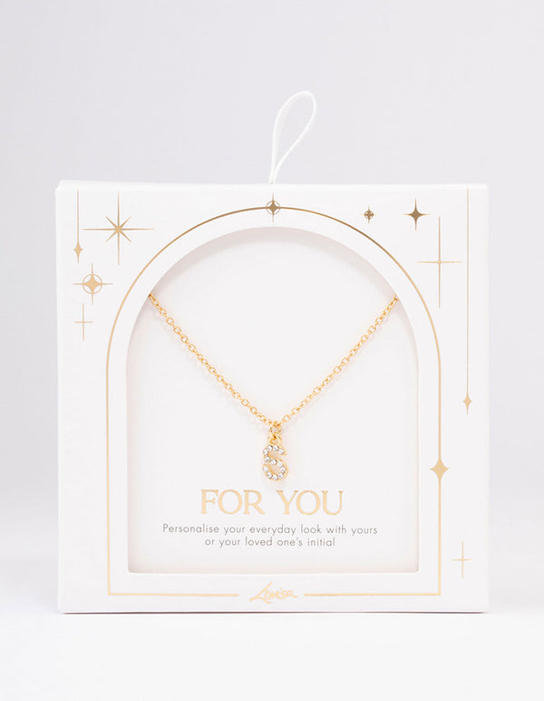 Letter S Gold Plated Initial Pendant Necklace