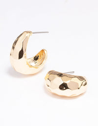 Gold Plated Bold Textured Hoop Earrings - link has visual effect only