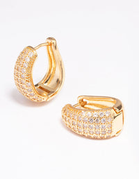 Gold Plated Cubic Zirconia Bold Hoop Earrings - link has visual effect only