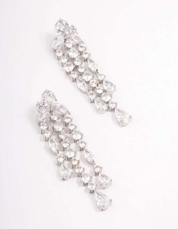 Silver Cascade Stone Drop Earrings